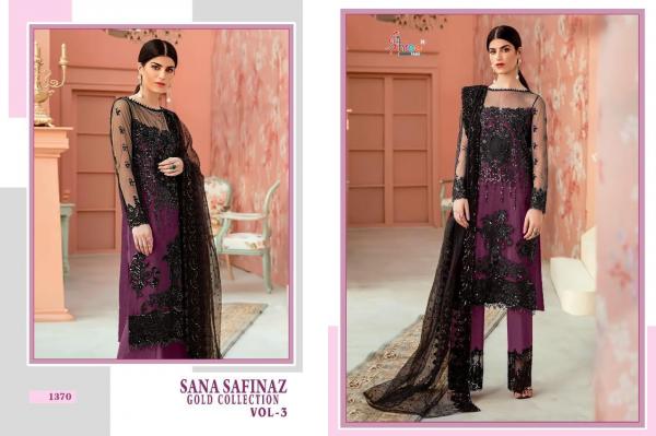 Shree Sana Safinaz Gold Collection 3 Net Embroidery Pakistani Salwar Suits